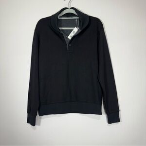 NWT Vince Men’s Wool Blend Long-Sleeve Polo Shirt in Black Size Small